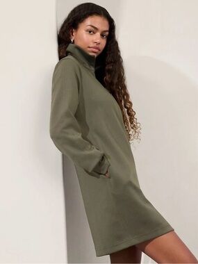 Athleta Allure Moss Green Long Sleeve Dress Size Large